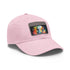 Neon watercolor Jeff Bezos cap, white light brown patch, rectangle shape.