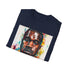 Charcoal crew neck cotton T-shirt with vibrant Kanye West portrait