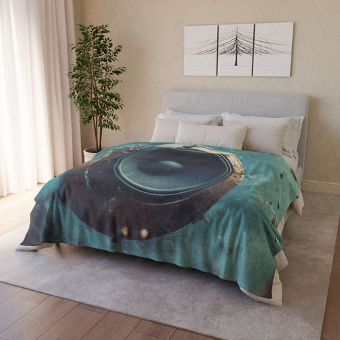 Music Floating from Cracked Speaker Plan Plush Fleece Throw Blanket