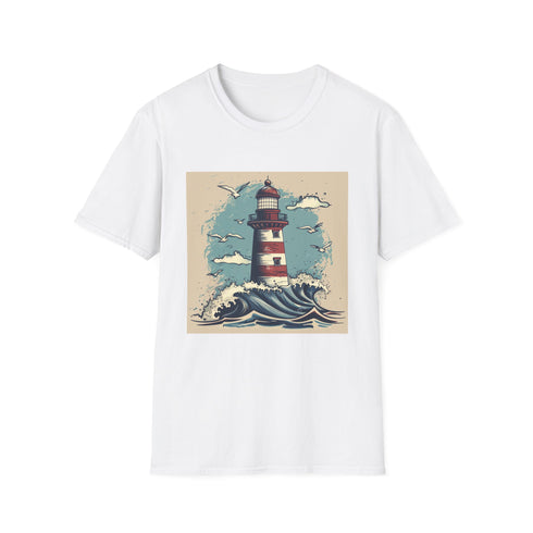 Hand-drawn lighthouse charcoal t-shirt soft cotton crew neck regular fit