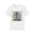Hand-drawn lighthouse charcoal t-shirt soft cotton crew neck regular fit