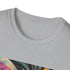 Charcoal abstract art deco pattern t-shirt in soft breathable cotton fabric