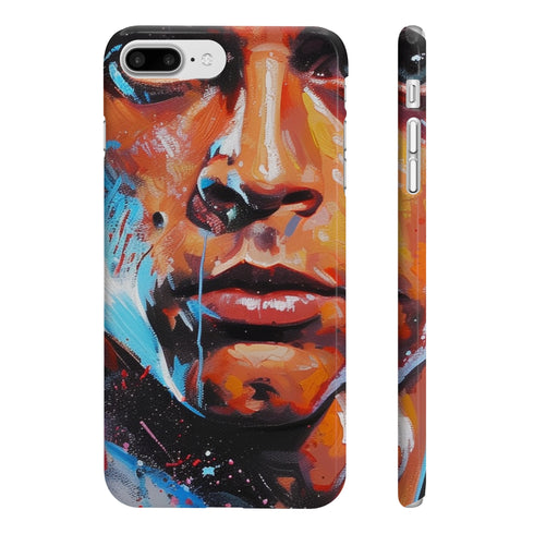 Abstract galaxy-themed slim phone case with glossy finish for iPhone 7/8 Plus.