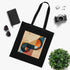 Geometric black tote bag with abstract shapes - cotton, DTG print.
