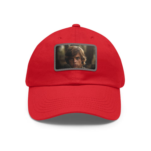 White cotton Jedi Knight cap with unique light brown patch.