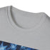 Charcoal cotton crew neck T-shirt with symmetrical nature-inspired pattern