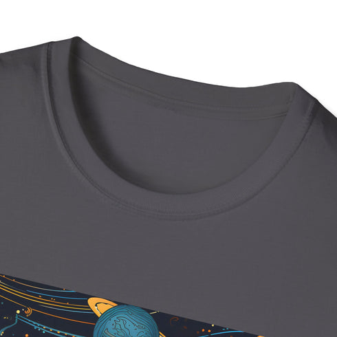 Charcoal t-shirt with celestial pattern in cotton for summer regular fit