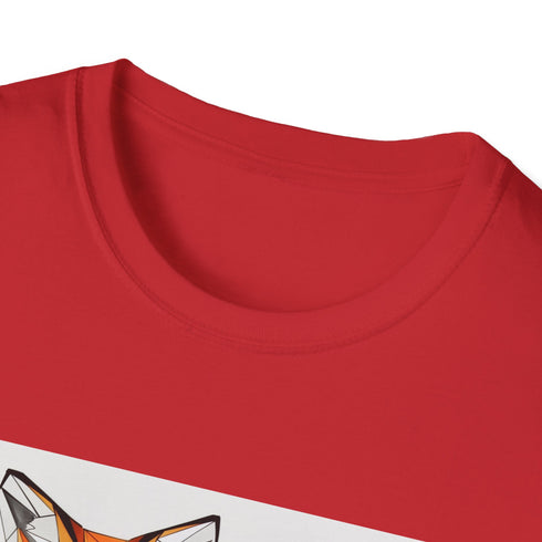 Geometric fox portrait charcoal t-shirt breathable cotton regular fit design