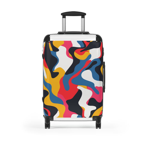 Modern Abstract Black Travel Suitcase Set with Bold Seamless Patterns