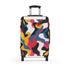 Modern Abstract Black Travel Suitcase Set with Bold Seamless Patterns