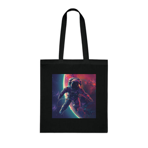 Interstellar Voyager Black Cotton Space Explorer Tote Bag for Accessories