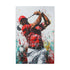 Tiger Woods canvas: intense strokes capturing golf legend's fierce dedication.
