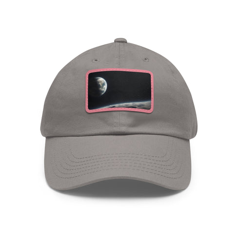 Earths Horizon Cap in white with light brown rectangle patch.