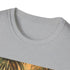Charcoal cotton t-shirt with vibrant tropical parrot design evokes freedom and joy