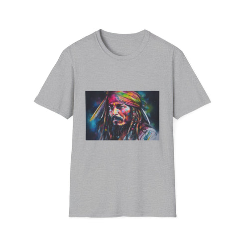 Pirate Legend in Neon Radiance T-shirt in Charcoal Cotton Crew Neck.