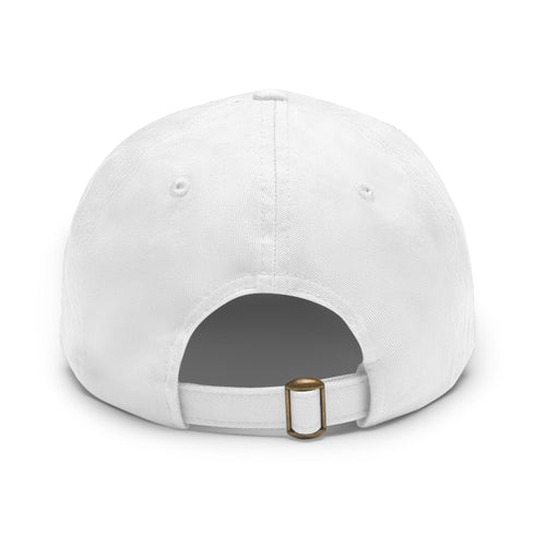 White cotton hat with light brown rectangle patch, Lost City Explorer Cap.