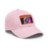 Vibrant watercolor baseball cap with Keanu Reeves design, white/light brown patch.