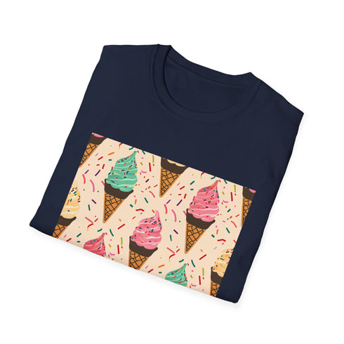 Summer day ice cream cone pattern t-shirt in charcoal for men.