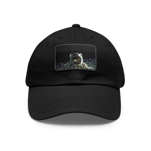 Galactic Adventures Space Baseball Cap in White with Light Brown Patch