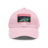 Northern Lights Glow Baseball Cap in White with Light Brown Rectangle Patch.