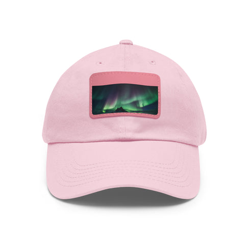 Northern Lights Glow Baseball Cap in White with Light Brown patch