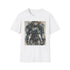 Charcoal cotton crew neck t-shirt with watercolor Power Armor illustration