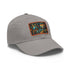 Isomorphic baseball cap in white with light brown rectangle patch.