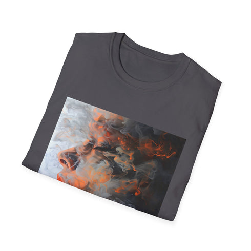 Charcoal abstract smoke art T-shirt with a soft fabric and crew neck