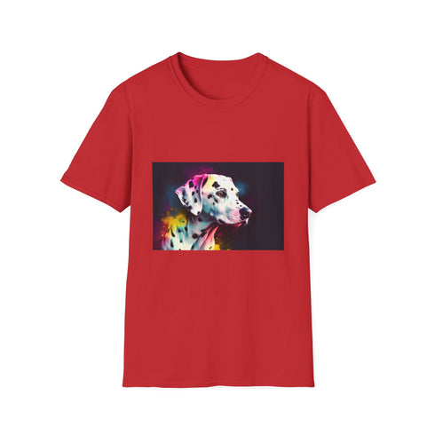 Charcoal cotton T-shirt with playful Dalmatian watercolor design