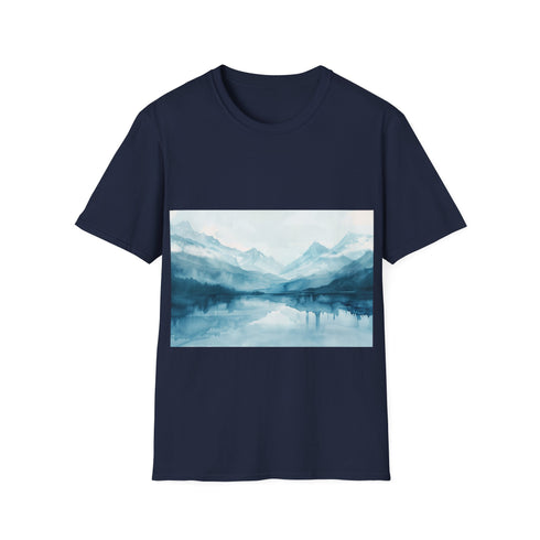 Alaska Beauty Watercolor Tee in Charcoal, Crew Neck, Regular Fit, Cotton.