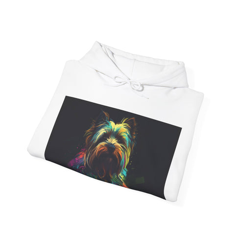 Happy Yorkie Watercolor Furry Friend Hoodie Navy Regular Fit Unisex