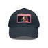 Neon watercolor baseball cap in white with light brown rectangle patch.