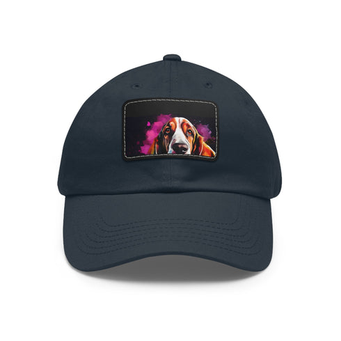 Basset Hound Home Run Cap in White with Light Brown Patch