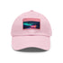 Neon watercolor charm baseball cap with light brown rectangle patch.