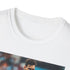 Charcoal cotton tee with Messi-inspired watercolor stripes and crew neck