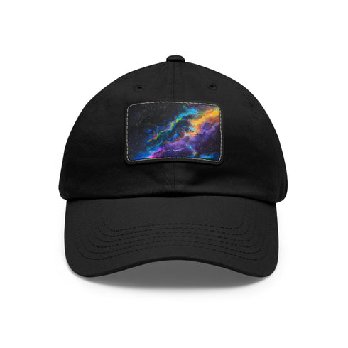 Neon Galaxy Snapback Cap with Light Brown Patch, Unisex Vegan Hat