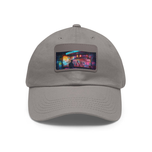 Neon watercolor splash baseball cap, white/light brown patch, unisex, cotton.