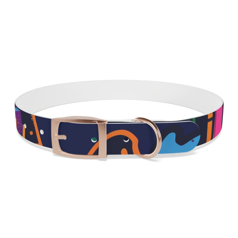 Neon graffiti dog collar: bold urban statement for stylish dogs.
