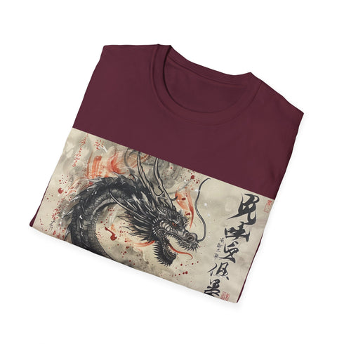 Dragon Fury Japanese Tshirt in Charcoal, Sizes S, Crew Neck Cotton Regular Fit