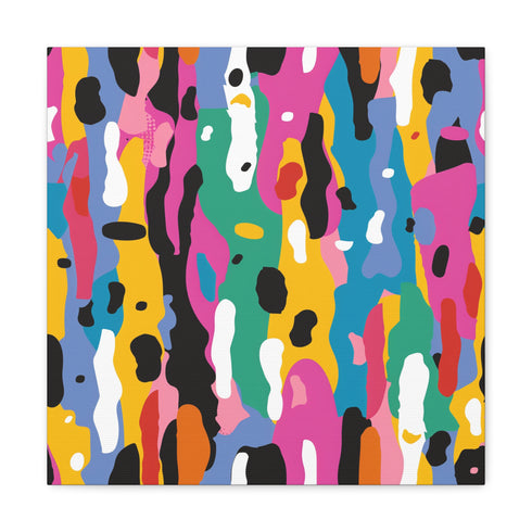 Vibrant abstract canvas art, modern design with bold colors, 18" x 12"