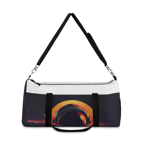 AstroTech astronaut print duffel bag for interstellar journeys.