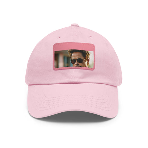 Iron Shades Snapback Cap in White with Light Brown Rectangle Patch