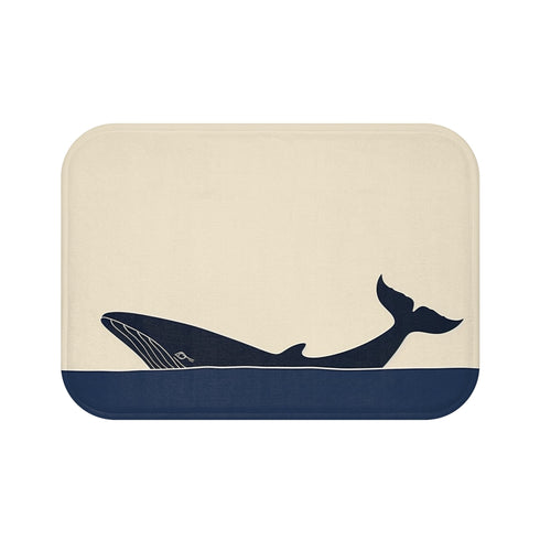 Ocean Wanderer Bath Mat with Whale Silhouette for Tranquil Bathroom Oasis