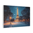 Paris Snowy Evening Streetlight Glow Stretched Canvas Wall Art - View 3 | Prints With Passion