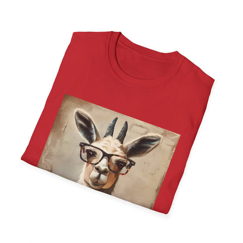 Charcoal cotton T-shirt featuring reading llama and books graphic