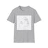 Minimalist face art t-shirt in charcoal cotton for men and women.