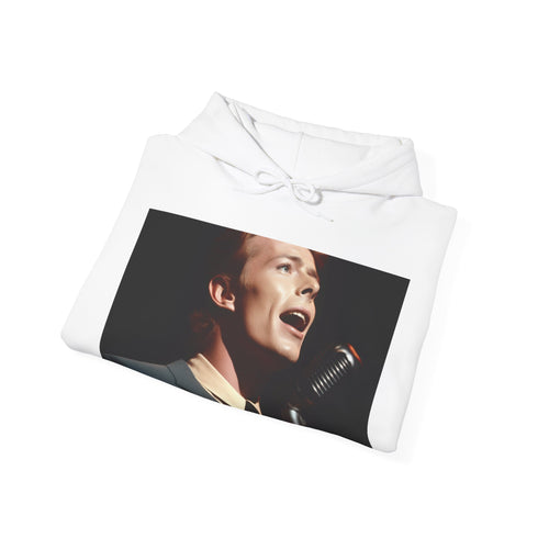 Navy Starman Bowie Live Hoodie for men and women, regular fit.