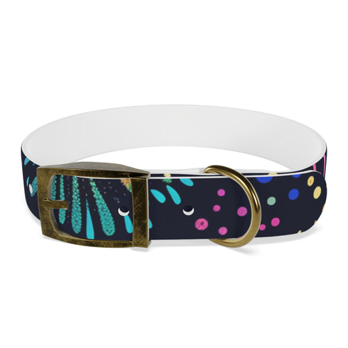 Festive Fireworks Dog Collar in Black Onyx, vibrant and fun design.