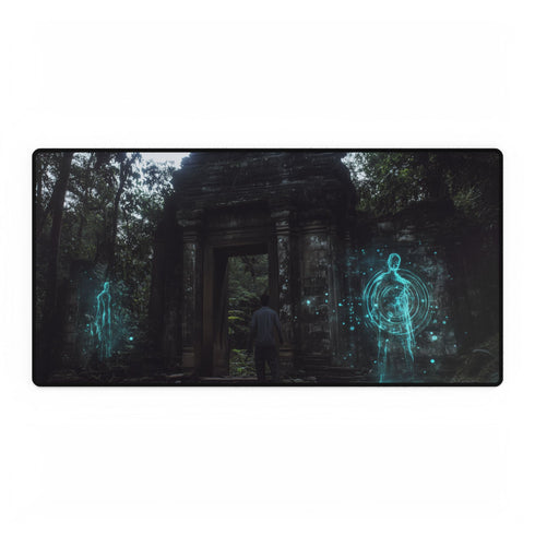 Holographic Jungle Ruins Neon Spirits Gaming XXL Extended Desk Mat - Front Hero View | Prints With Passion