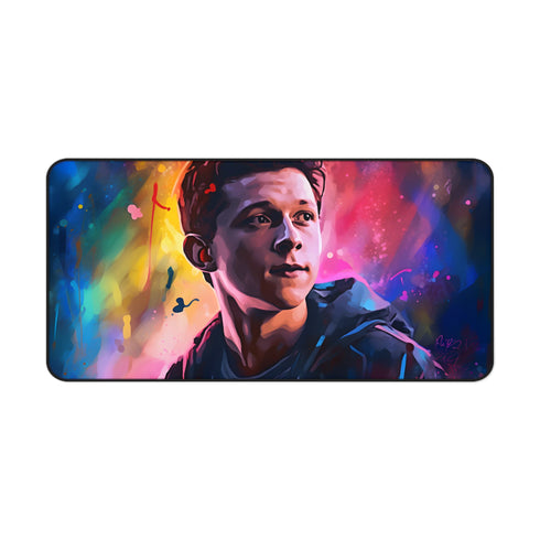 Tom Holland watercolor neon desk mat, vibrant and durable workspace protector with pop of color
